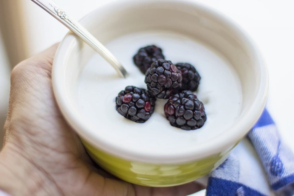 yogurt topped with berries