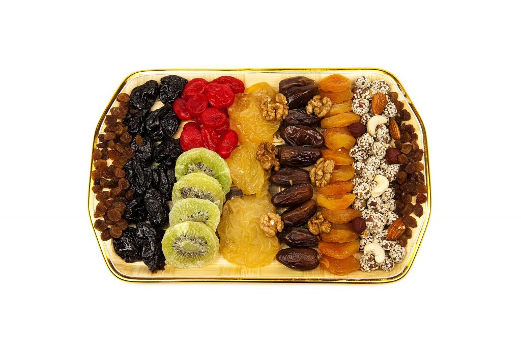 different varieties of dried fruit