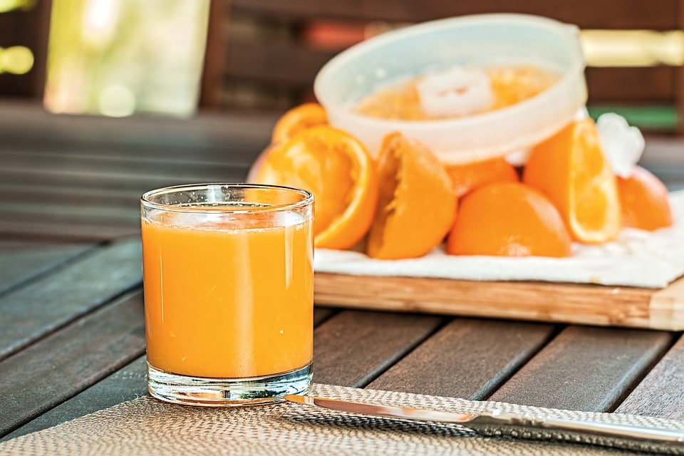 glass of freshly squeezed orange juice