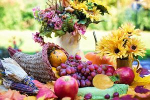 seasonal fruits and flowers