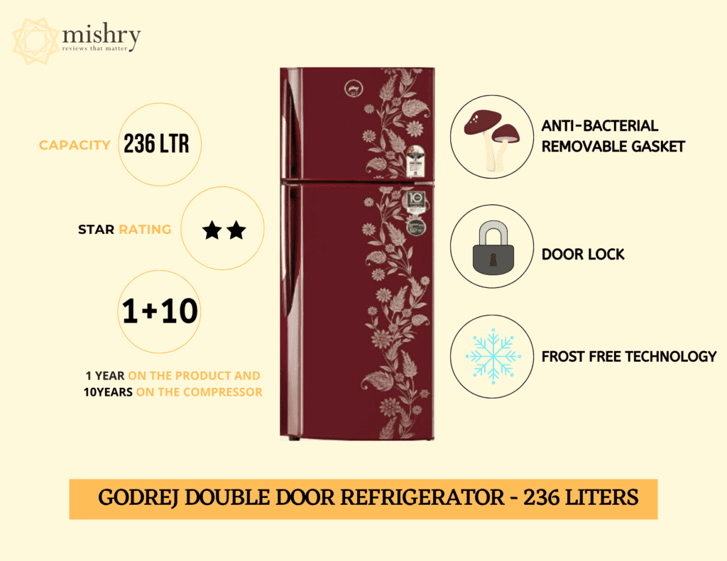 godrej double door refrigerator features