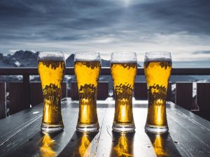 beer in different types of beer glasses