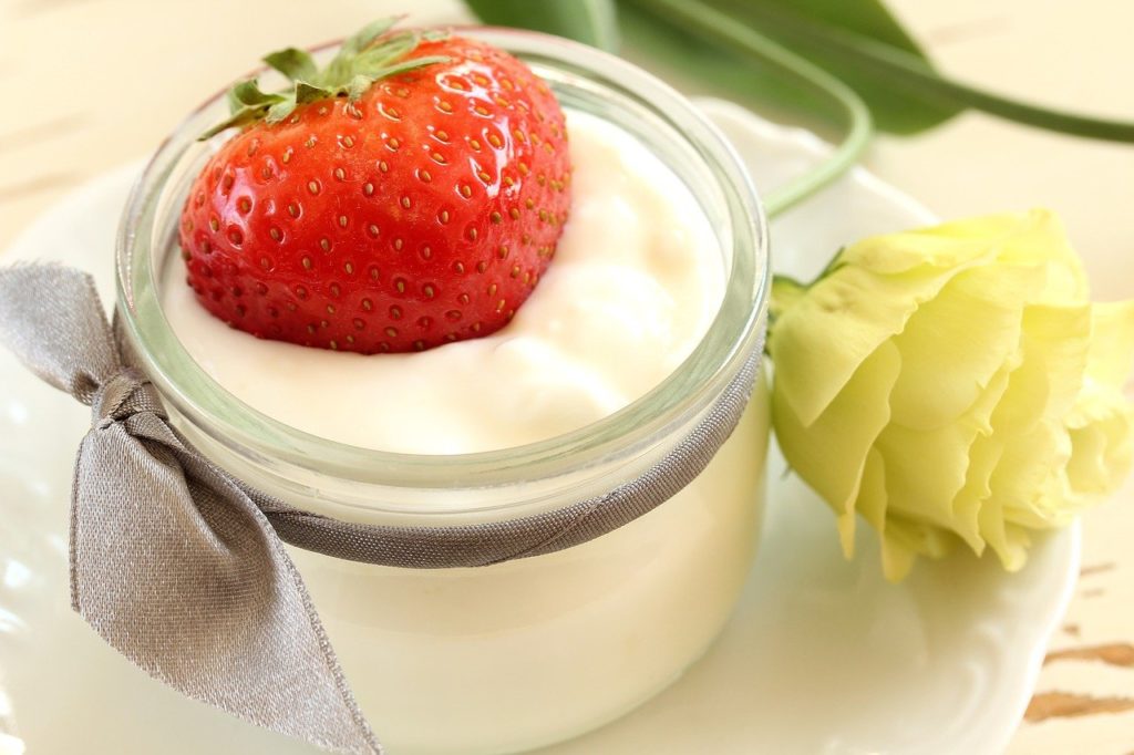 curd served with strawberry