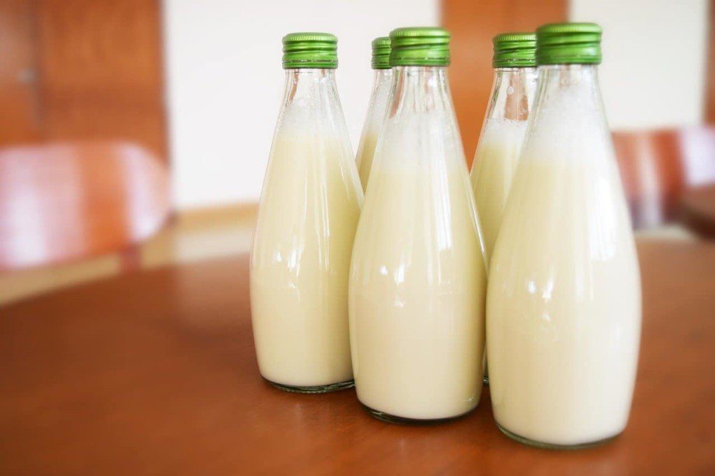 milk packed in a glass bottle