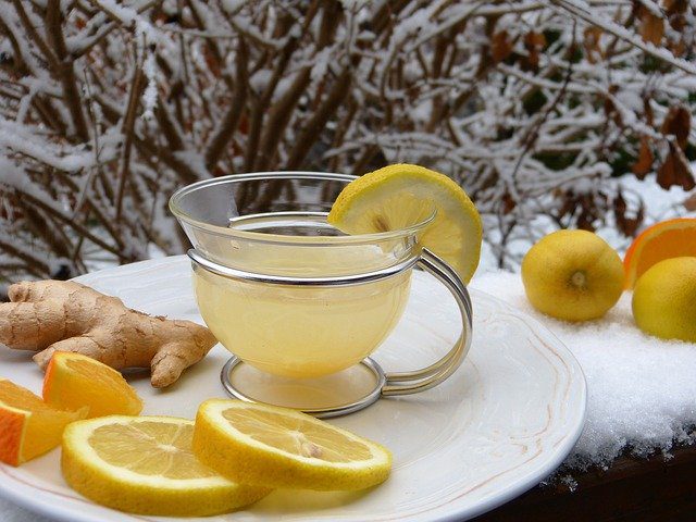 ginger tea garnished with lemon