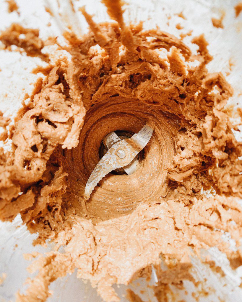 peanut butter is being prepared with a blender