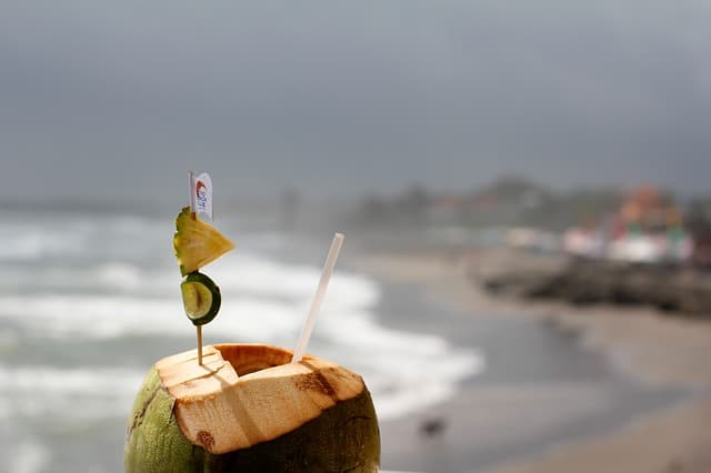 coconut water with straw
