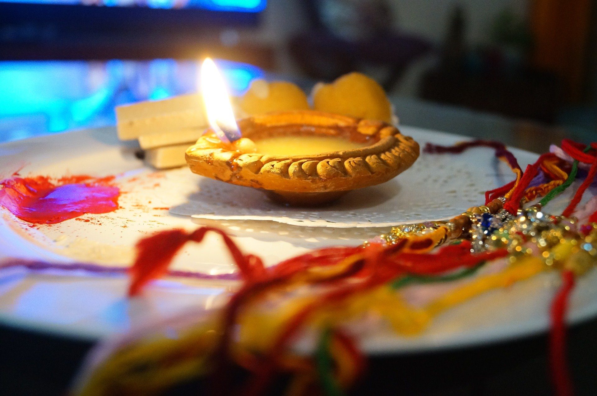 rakhi, an auspicious occasion is followed with pradeeps and sweets