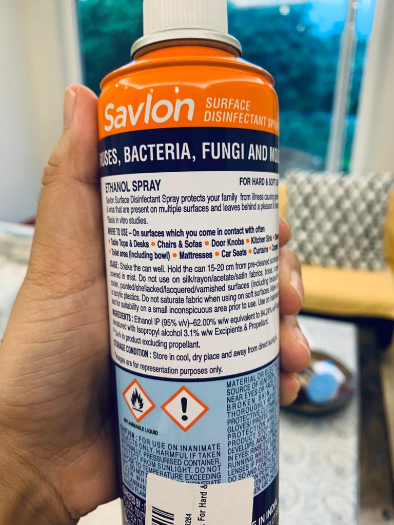 Savlon Surface Disinfectant Spray Back View