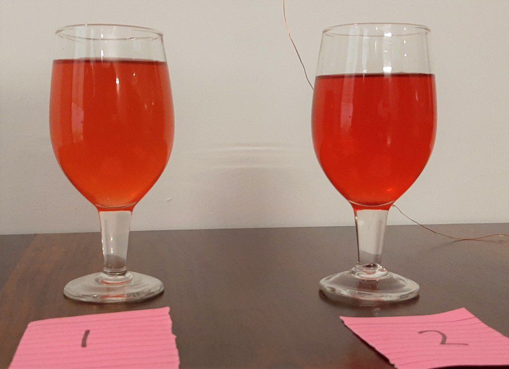 glasses filled with rose sharbat