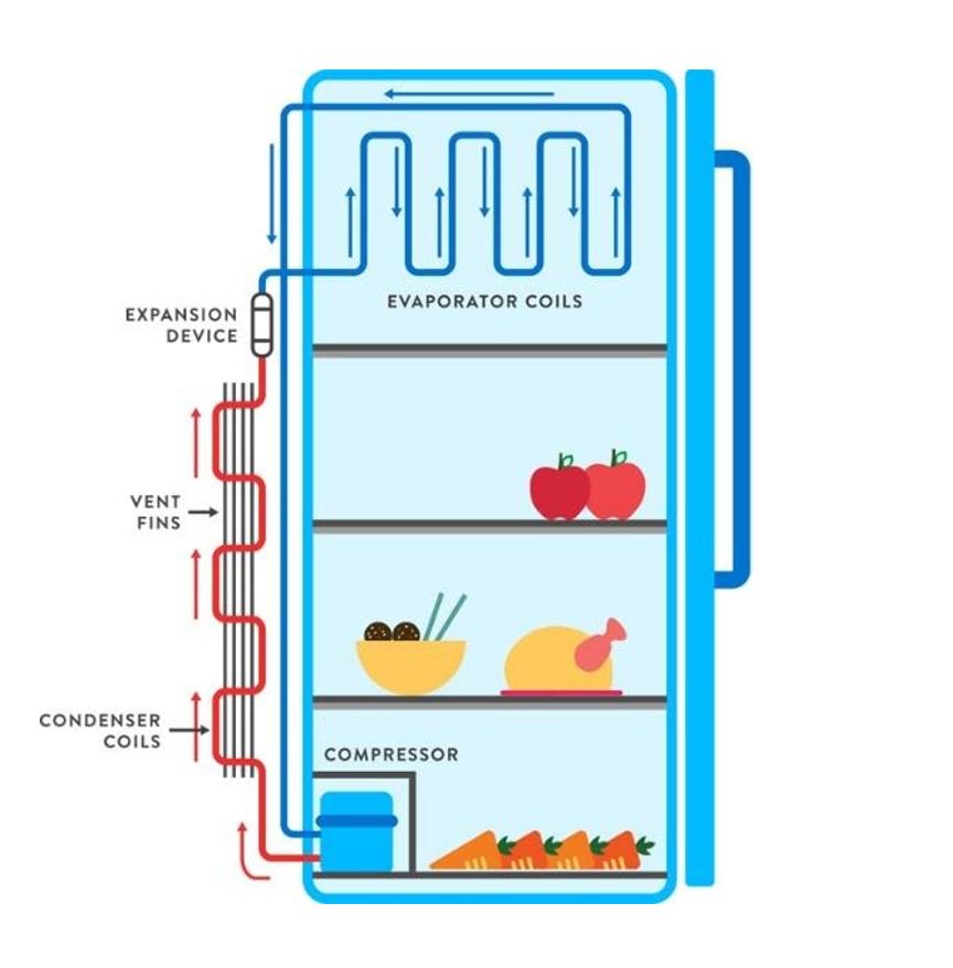 diagram of working of a refrigerator