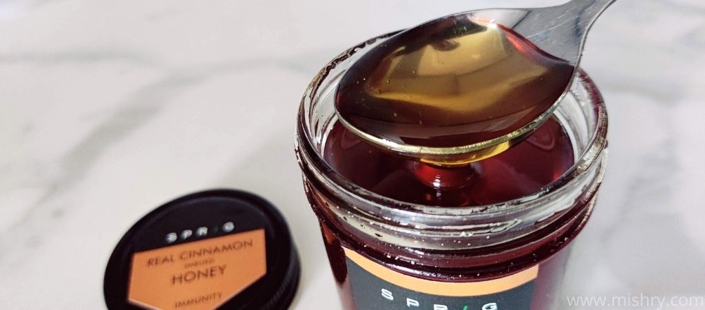 closer look at sprig real cinnamon imbued honey contents