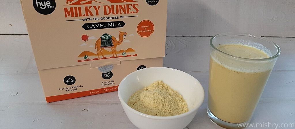 hye foods milky dunes camel milk turmeric flavour powder drink