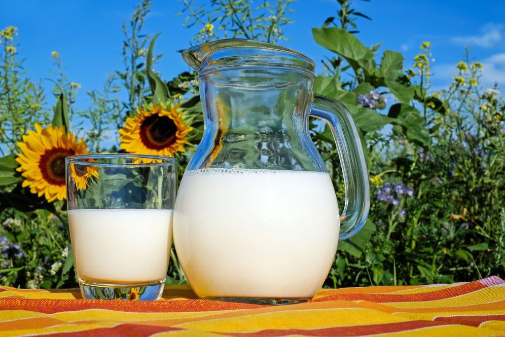 milk in jar and glass