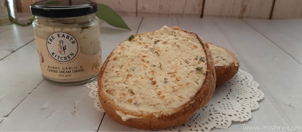 the earth kitchen garlic and caper cream cheese taste test