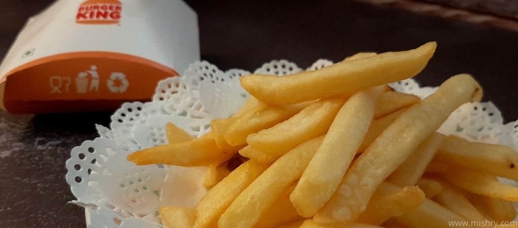 closer look at burger king fries in a plate