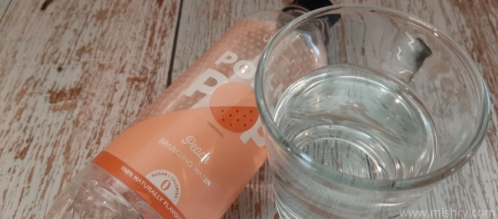 closer look at polka pop sparkling water peach
