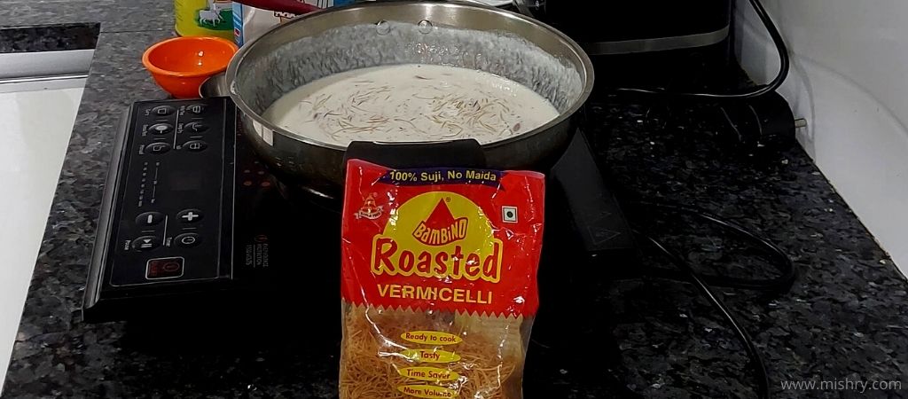 cooking vermicelli on usha ic 3616 induction cooktop