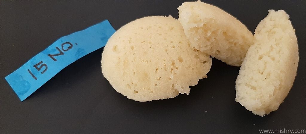 cross sectional view of idlis made of 15 no sooji