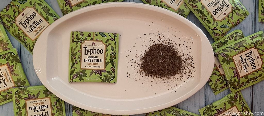 tea bag contents emptied in a tray