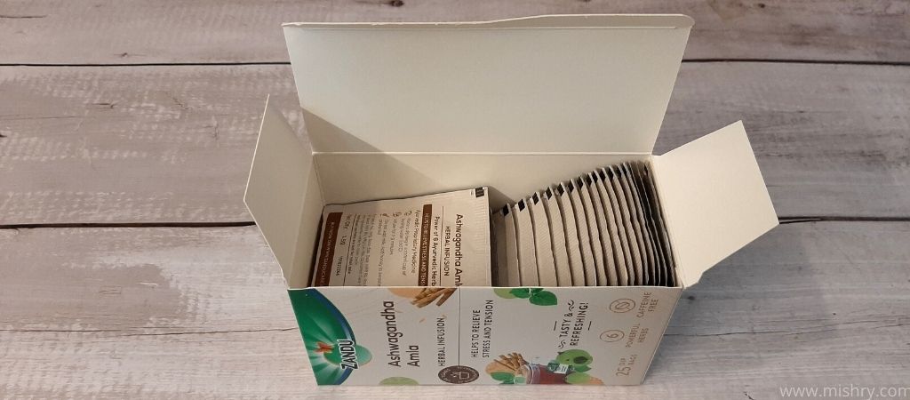 zandu ashwagandha amla herbal infusion pack of 25 tea bags