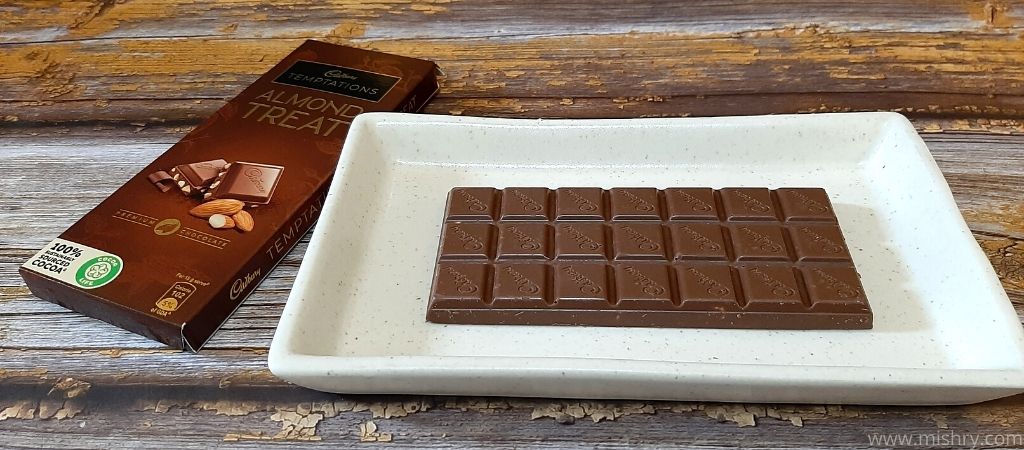 cadbury almond treat chocolate on a tray