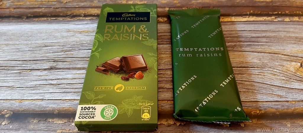 cadbury rum and raisins chocolate packaging