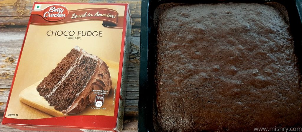choco fudge cake by betty crocker in the tin