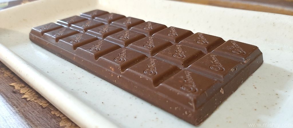 closer look at cadbury almond treat chocolate on a tray