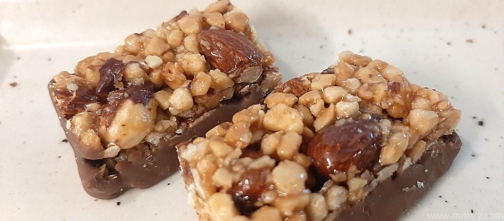 closer look at cadbury fuse fit almonds and peanuts