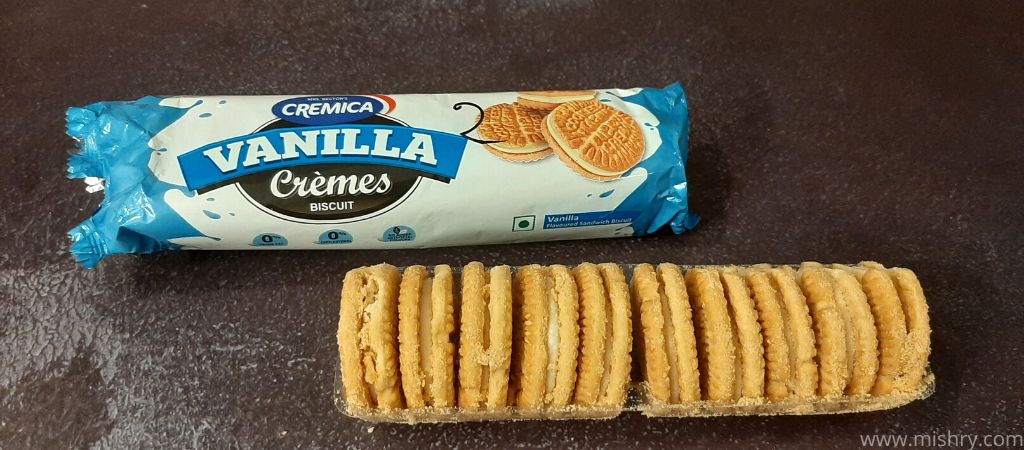 cremica vanilla cremes biscuits on a table