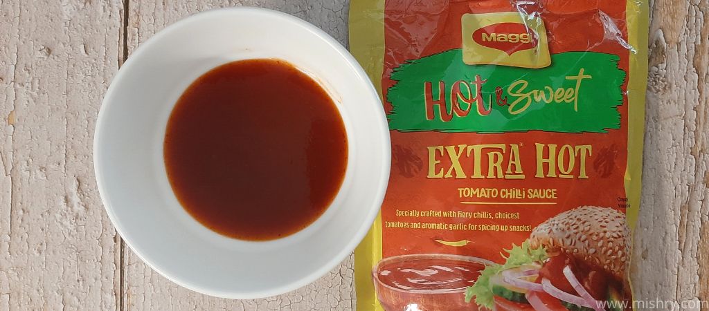 maggi extra hot tomato chilli sauce in a bowl