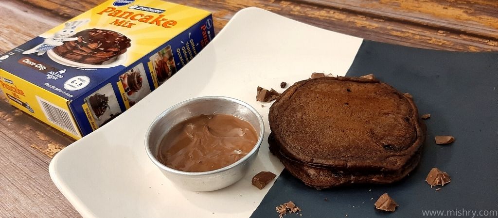 pillsbury choco chip pancake on a tray