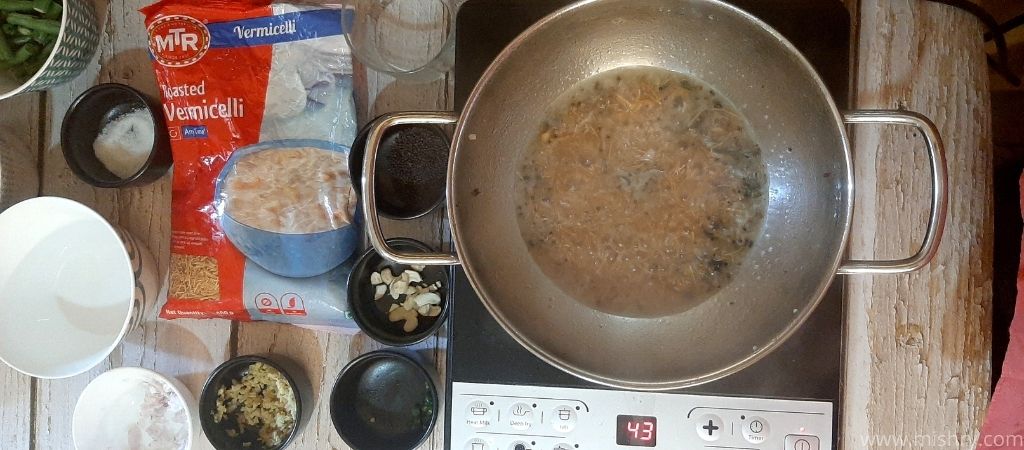vermicelli boiling in the water
