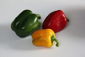 red, yellow and green bell peppers