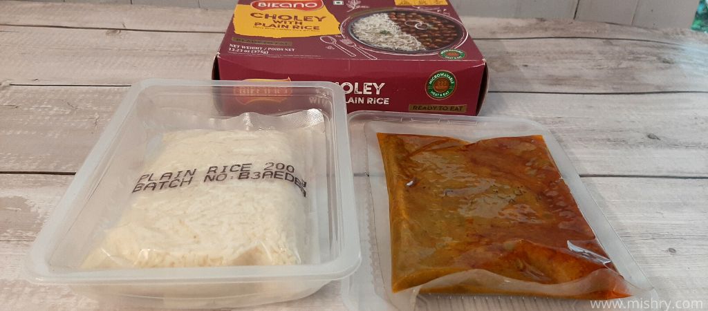 bikano choley and rice packaging