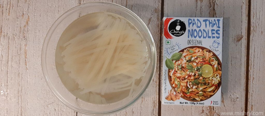 soaking the original pad thai noodles in hot water