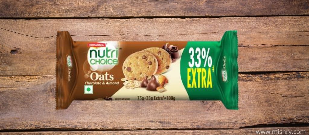 britannia nutri choice oats chocolate and almond packaging
