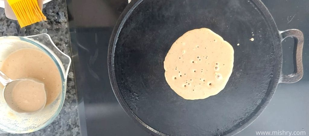 cooking pancakes on indus valley iron tawa