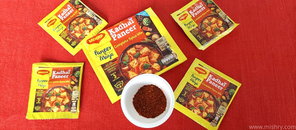 maggi kadhai paneer complete spice mix placed in a bowl
