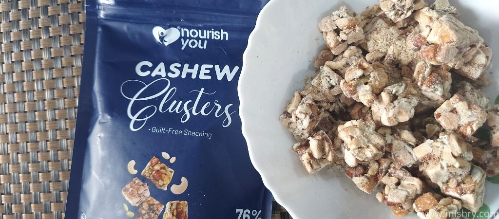 nourish you cashew clusters in a bowl
