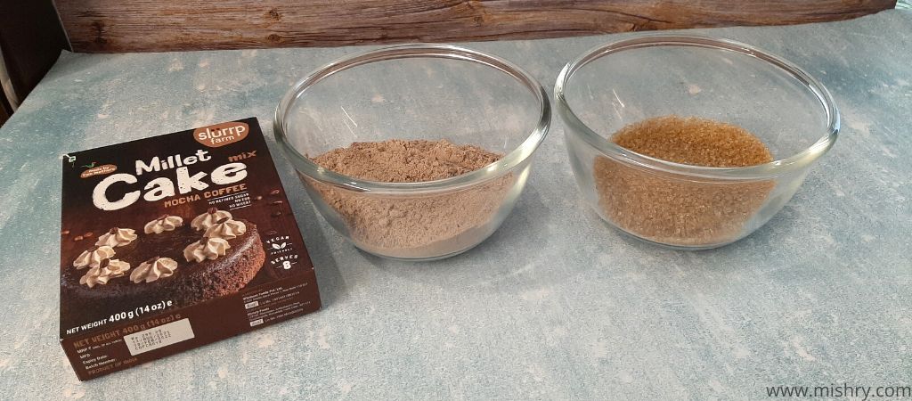 slurrp farm millet cake mocha coffee mix in bowls