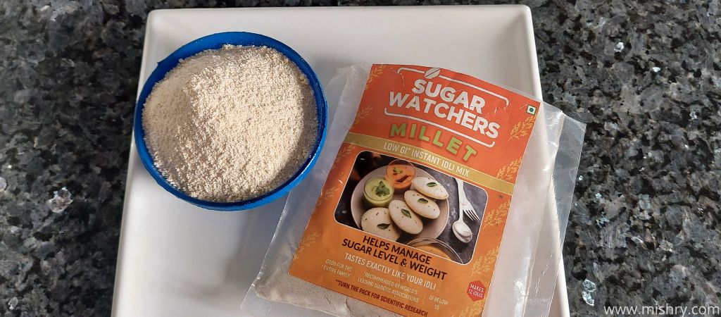 sugar watchers millet low gi instant idli mix in a bowl