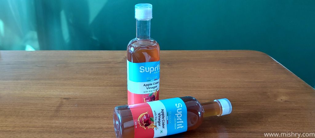 suprfit italian apple cider vinegar with mother on a table