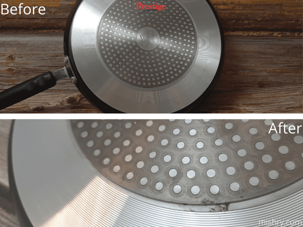 before and after of prestige dosa tawa bottom