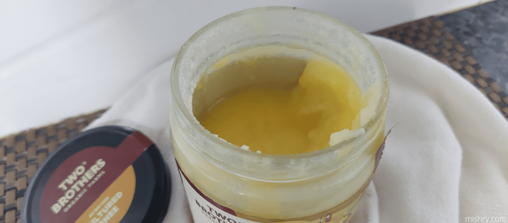 closer look at the ghee in bottle