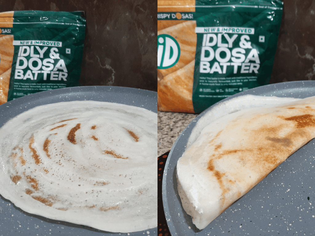 making dosa with id batter