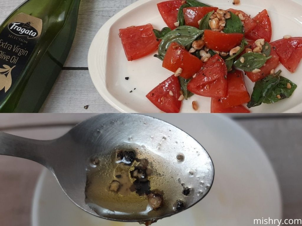 fragata olive oil over salad