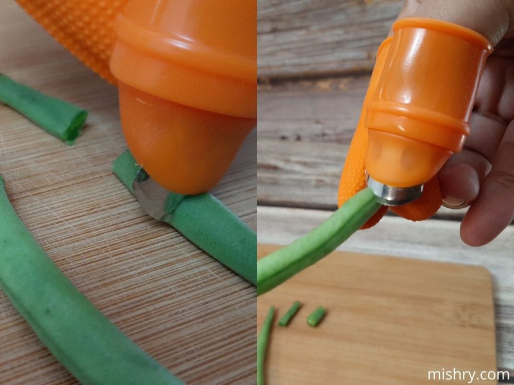 process of chopping with the thumb knife