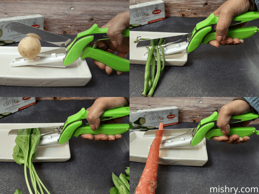 testing the cutter using different vegetables